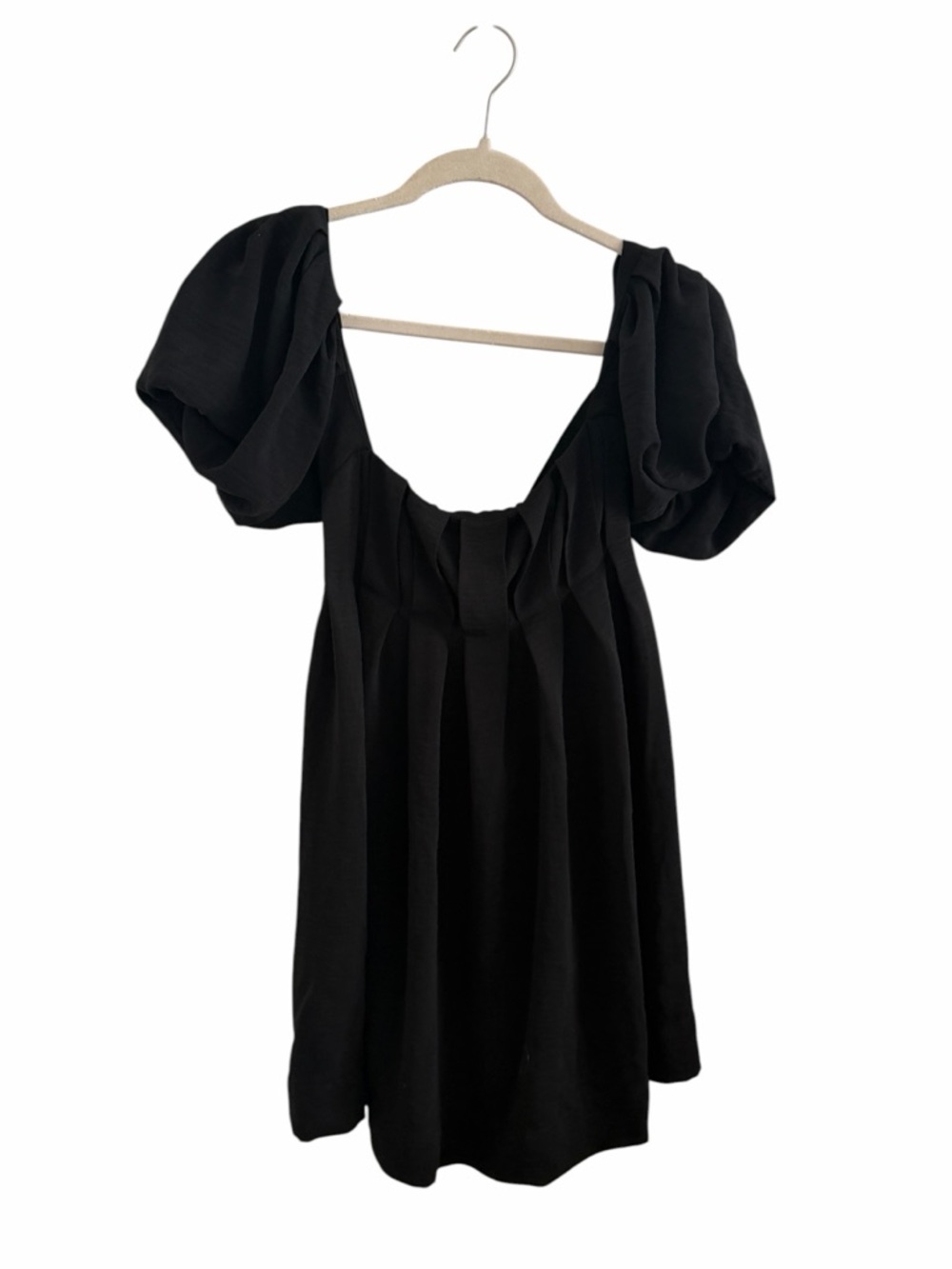 HALARA Black Puff-Sleeve Square-Neck Open Tie Back Mini Dress - Picture 4 of 10